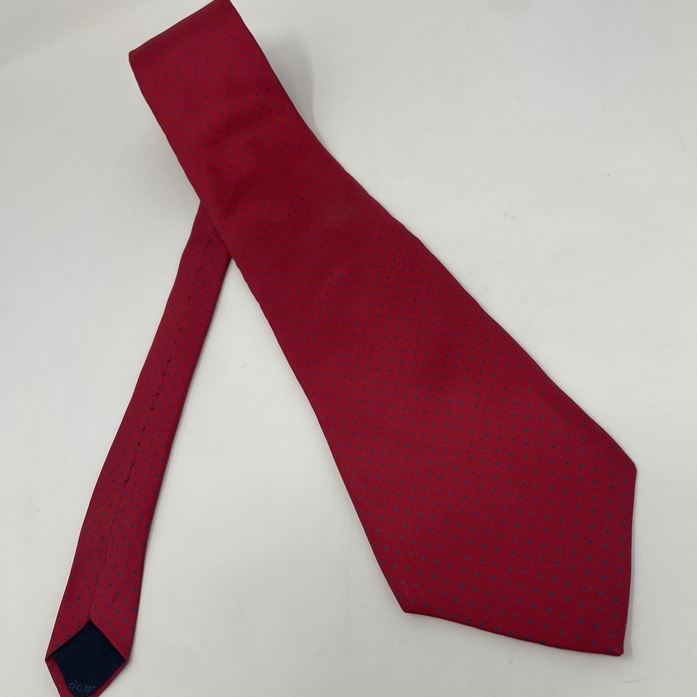 The Custom Shop Tie Handmade Silk USA Red Blue VTG 3 5/8x56" Polka Dots Classic - Picture 2 of 6